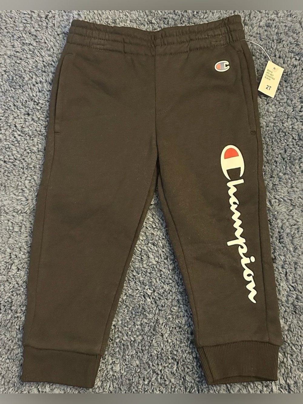 Champion Toddler Boys Size 2T Black Elastic Waist/Hem Tapered Jogger Pants NWT